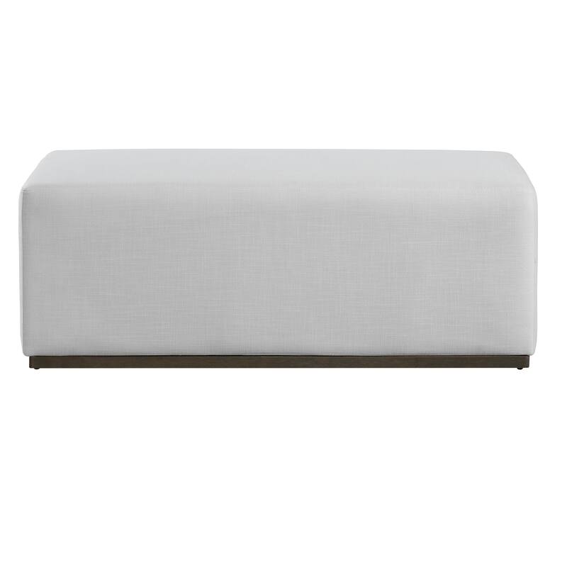 Roomfitters Simple Elegant Upholstered Footstool Bench, Fabric Seat, White