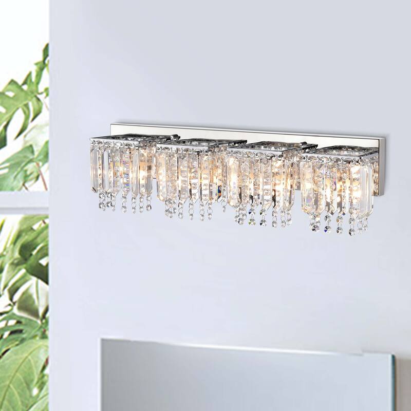 Evelyn 4-light Chrome Finish Crystal Strand Wall Sconce