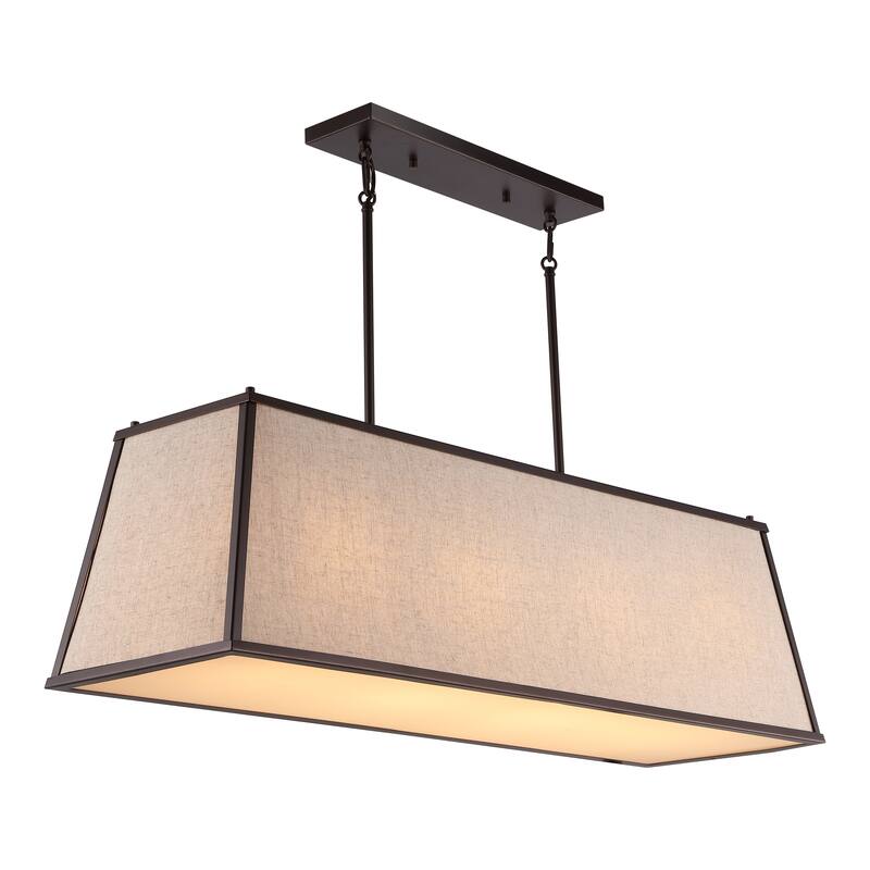 Arlo 42" 4-Light Minimalist Industrial Trapezoidal Linen Iron Linear LED Pendant, Oil Rubbed Bronze/Beige by JONATHAN Y - Oil Rubbed Bronze