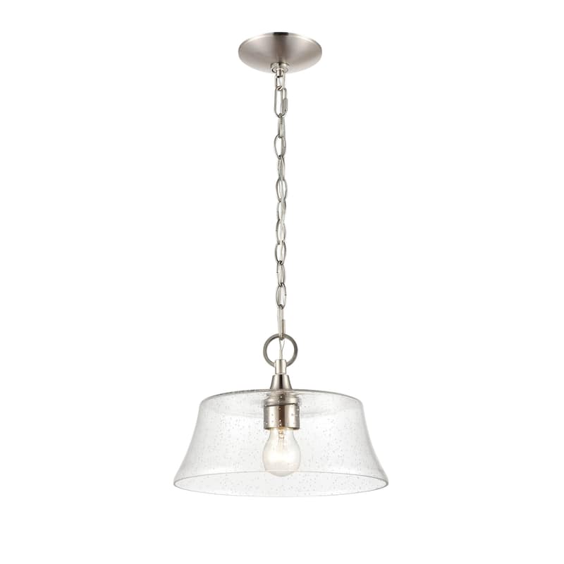 Millennium Lighting Caily 1 Light Pendant in Matte Black or Brushed Nickel with Seeded Glass Shade