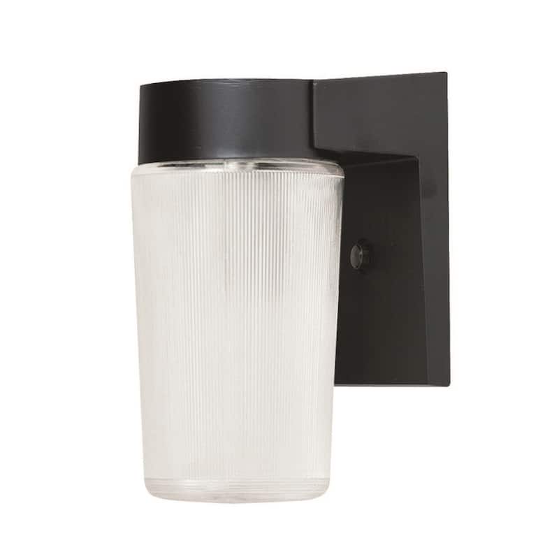 Led Security 1-light Black LED Outdoor Sconce, Clear Prismatic Acrylic Shade - Black