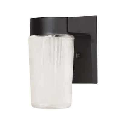Led Security 1-light Black LED Outdoor Sconce, Clear Prismatic Acrylic Shade