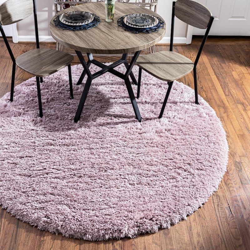 Shag Arum Shag Collection Area Rug - 3'3" Round - Lavender