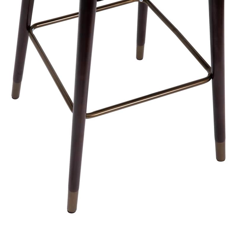 Upholstered Bar Stool with Wooden Legs