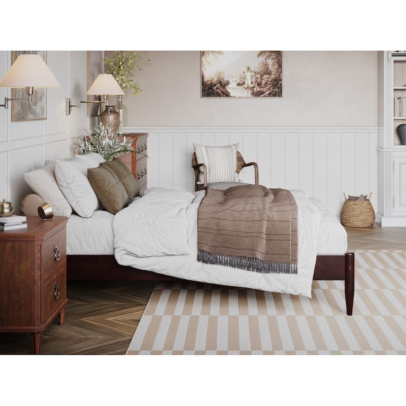 Full Platform Bed Frame - 14 Inch Espresso Bed - Modern Wood Slat Bed - Easy Assembly