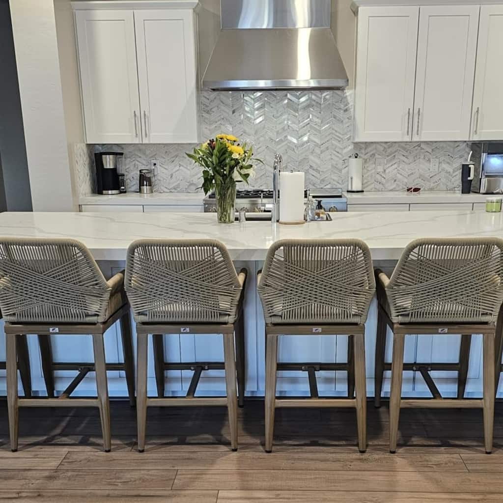 PURPLE LEAF Bar Stools Set of 4 Patio Aluminum Barstools with Back and Cushions Dining Chairs