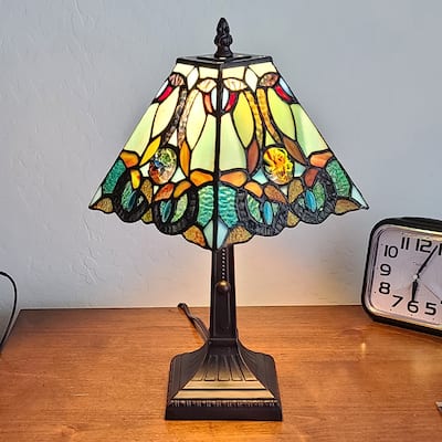 Tiffany Style Floral Mission Style Table Lamp AM253TL08B Amora Lighting