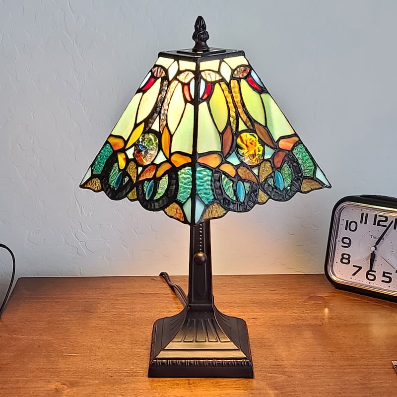 Tiffany Style Floral Mission Style Table Lamp AM253TL08B Amora Lighting