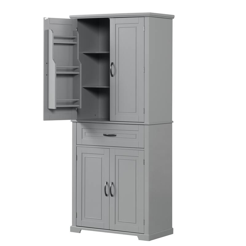 GDFStudio - Marcus Tall Freestanding Bathroom Cabinet with Ample Shelving and Adjustable Storage