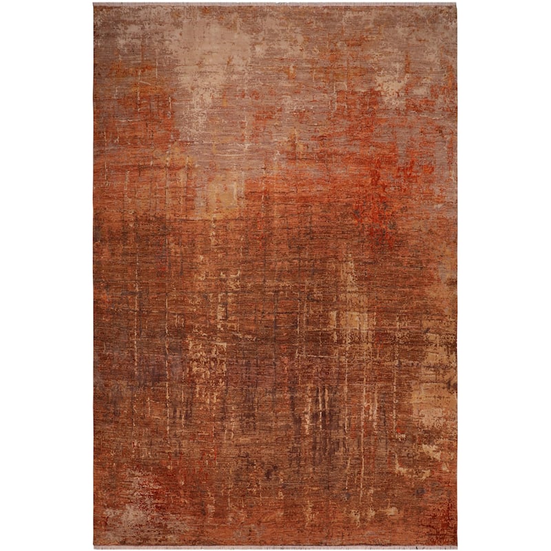 Eclectic Ziegler Cullen Rust Brown Wool&Silk Rug - 9'10'' x 14'2''