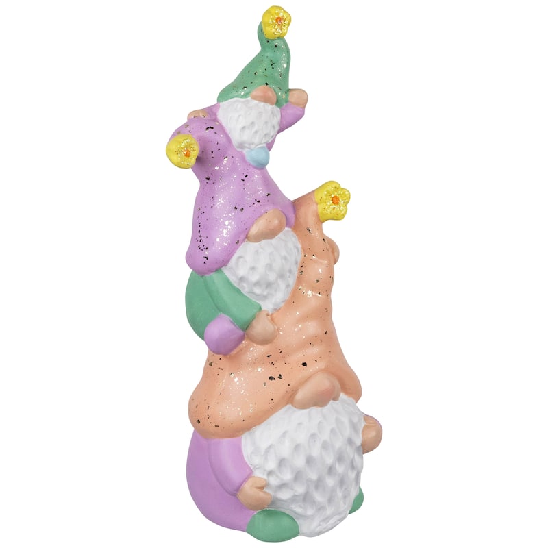 Gnome Tower Spring Figurine - 12" - Lilac and Orange