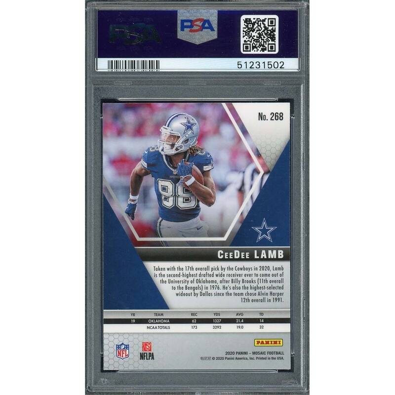 Ceedee Lamb 2020 Panini Mosaic Football Rookie Card RC #268 PSA 10 - 8'6" x 11'6"