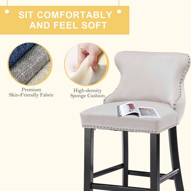 Upholstered Wing Back Bar Stools (Set of 4)