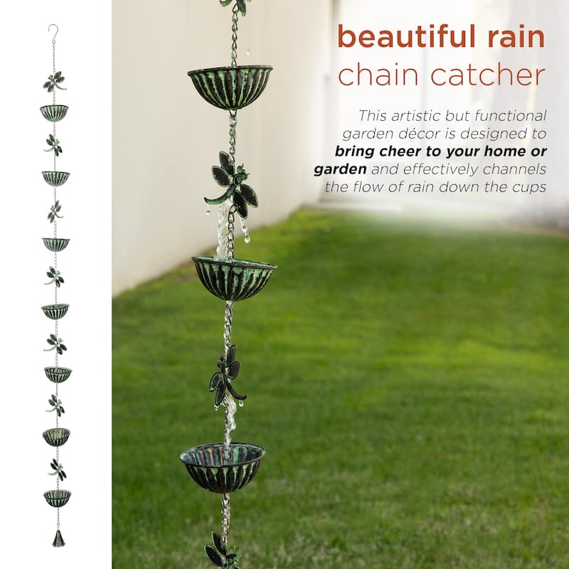 Metal Hanging Dragonfly Chain Rain Catcher