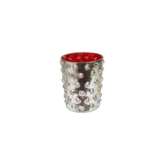 Shop 5 Red And Silver Hobnail Mercury Glass Decorative Votive