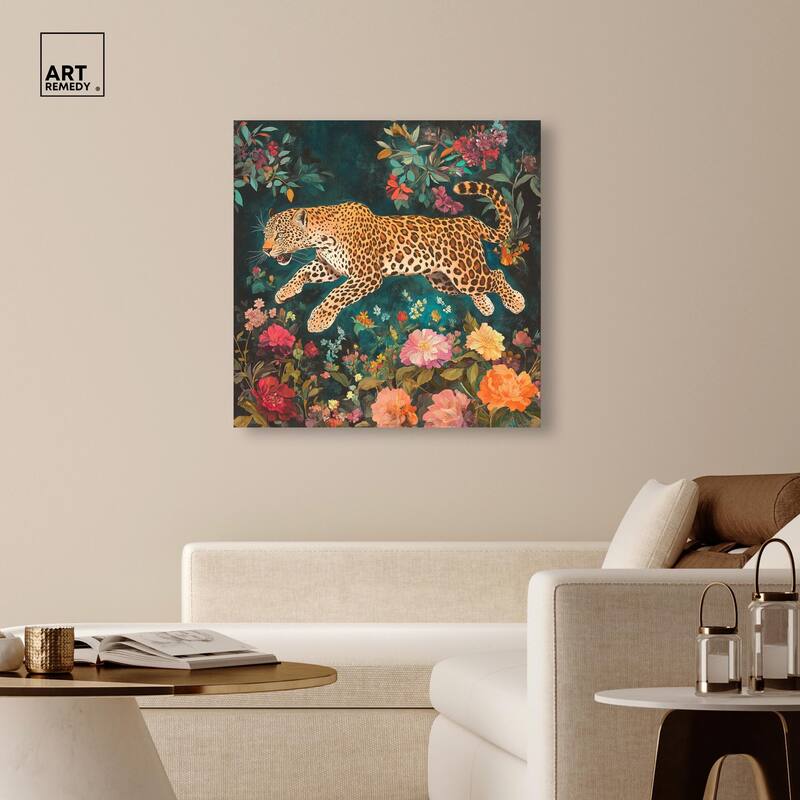 Tigers and Blooms Canvas by Art Remedy, Gallery Wrapped