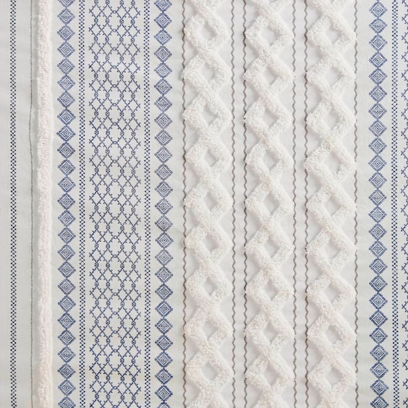 INK+IVY Imani Cotton Printed Shower Curtain with Chenille