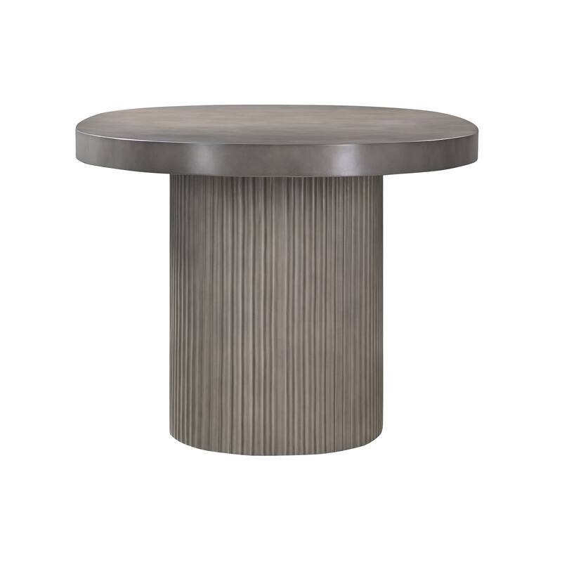 Wave 75" Concrete Oval Dining Table with Fluted Pedestal Base