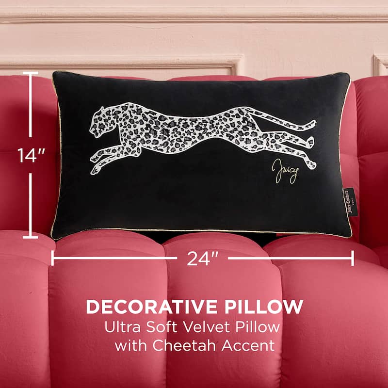 Juicy Couture Velvet Cheetah Pillow 14" x 24"