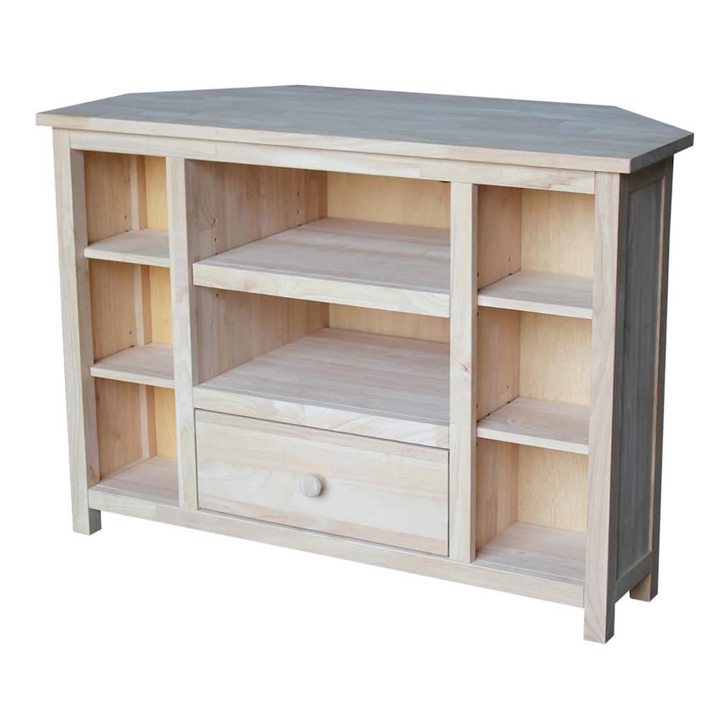 Solid Parawood Corner Entertainment Stand - 39"W x 18"D x 28"H