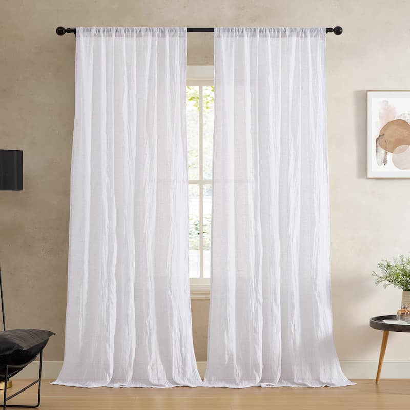 French Connection Charter Crushed Rod Pocket Window Curtain Pair - 50" x 108" - Off-White