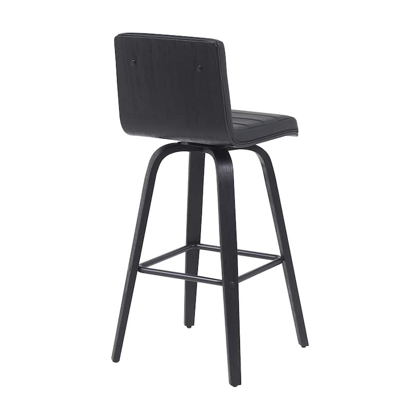 Skara Swivel Bar Stool, Upholstered Bar Height Chair with Bentwood Frame