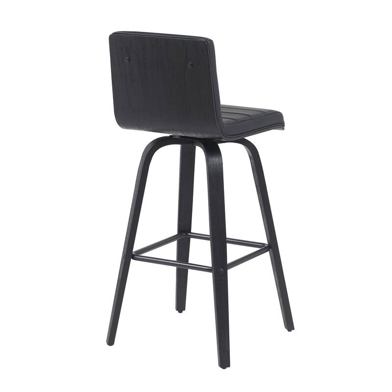 Skara Swivel Bar Stool, Upholstered Bar Height Chair with Bentwood Frame