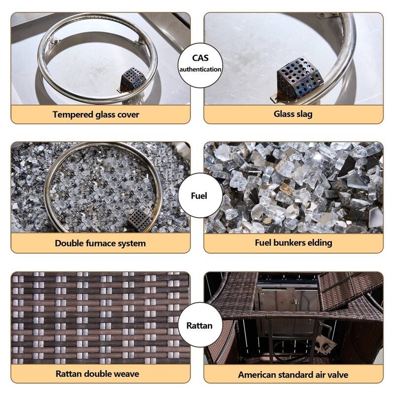 Modern 9-piece Aluminum Round Fire Pit Table Set with 8 Chairs for Patio