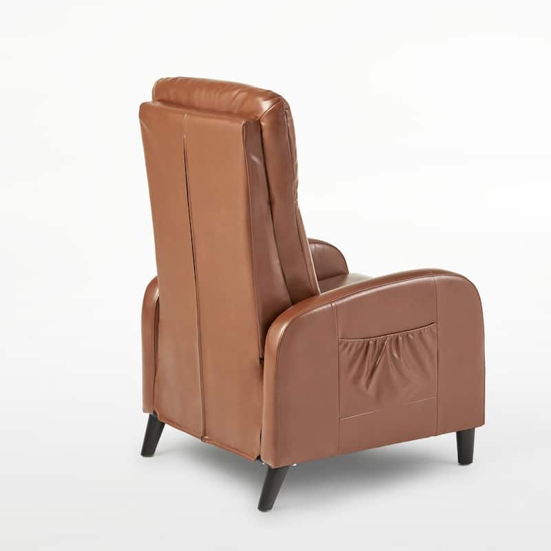 Roomfitters 33.5" Wide Faux Leather Push Back Standard Recliner, Brown