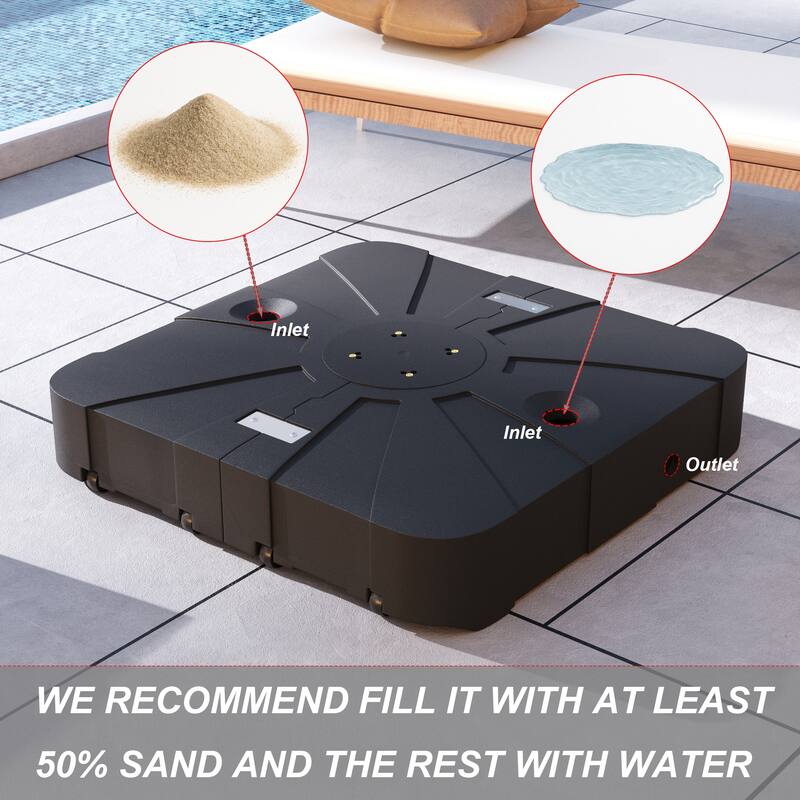 Heavy Duty Offset Umbrella Base with Wheels Patio Cantilever Stand, Fits 4.53" Pole