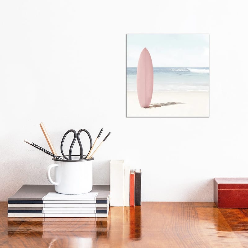 iCanvas "Pink Surfboard" by Tiny Treasure Prints Canvas Print - 12x12x1.5