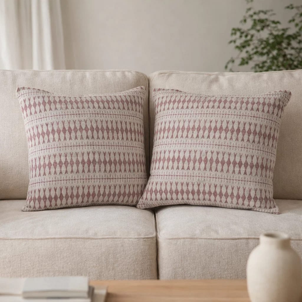 Contemporary Style Simple Traditionally Designed Set of 2 Throw Pillows, Red