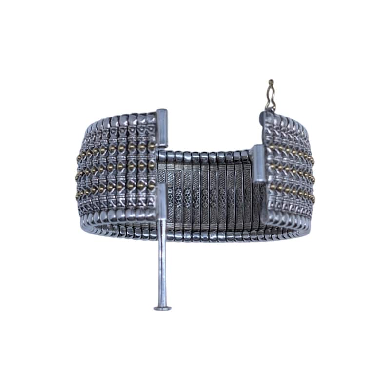 Konstantino Hera Sterling Silver & 18K Yellow Gold Wide Cuff Bracelet - 7