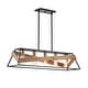 preview thumbnail 2 of 10, Black and Vintage Wood 5-Light Kitchen Island Chandelier