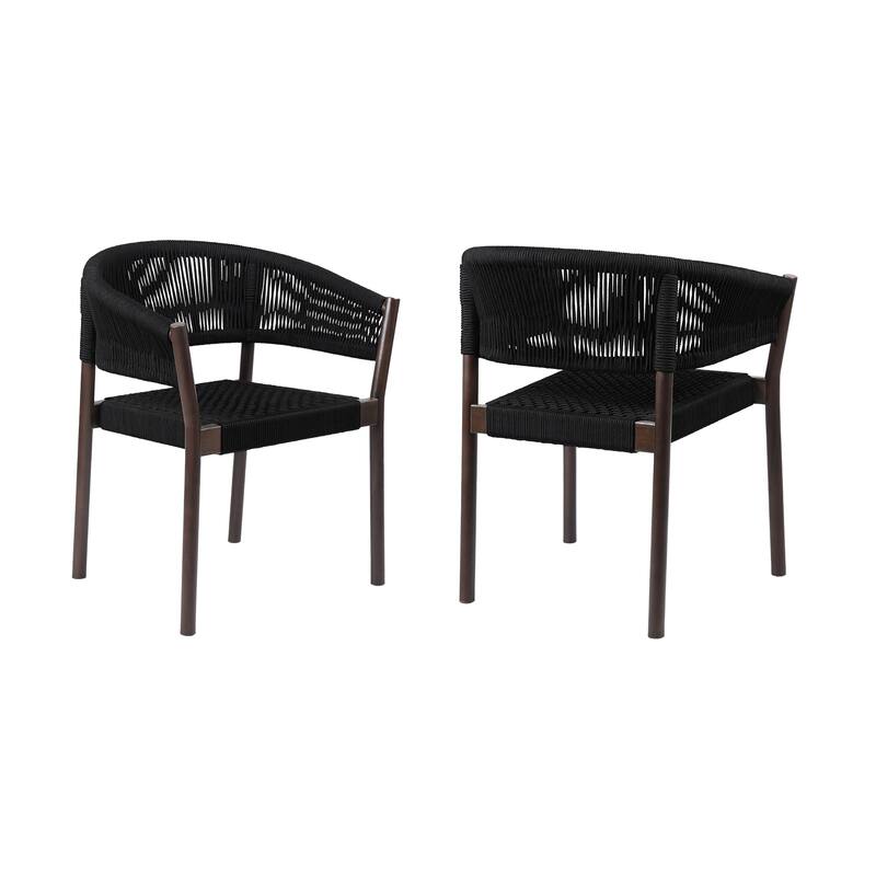Doris Indoor Outdoor Dining Chair in Eucalytpus Wood with Rope - Set of 2