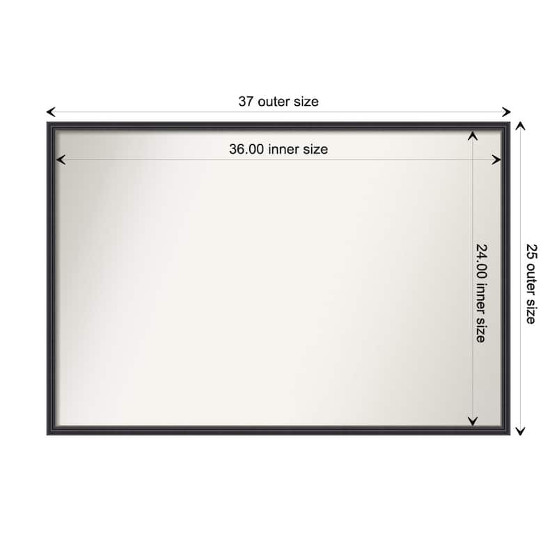 Stylish Black Narrow Non-Beveled Wood Framed Wall Mirror - Stylish Black Narrow - Glass Size 36x24
