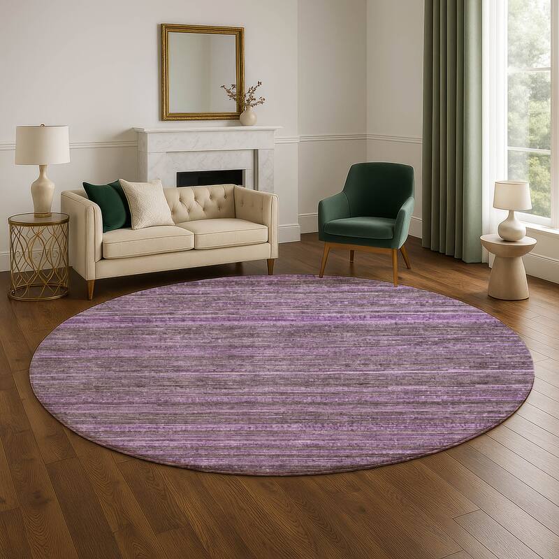 Premium Washable Super Soft Casual Stripes Mayfield Rug - 8' x 8' - Purple