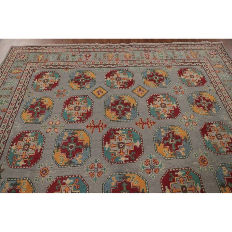 All-Over Geometric Kazak Oriental Area Rug Wool Carpet - 8'5" x 11'9"