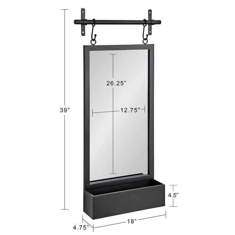 Kate and Laurel Gammons Hanging Farmhouse Wall Mirror with Lower Shelf
