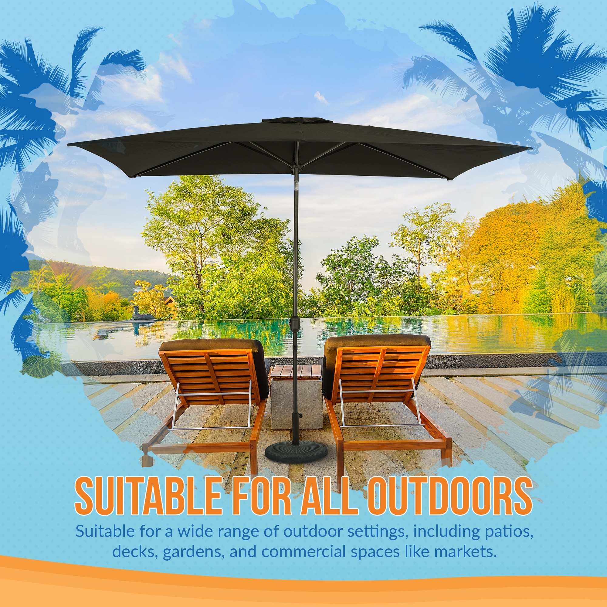 island patio umbrella Calypso 11 ft Octagon Umbrella  With Crank Lift, Push-Button Tilt, Rust-Resistant Aluminum Pole, 8-Rib Frame, Solar LED Lights & Breez-Tex Weather-Resistant Canopy  Champagne : Patio in offset aluminum pole and 8 Island Umbrella 9 ft Hunter