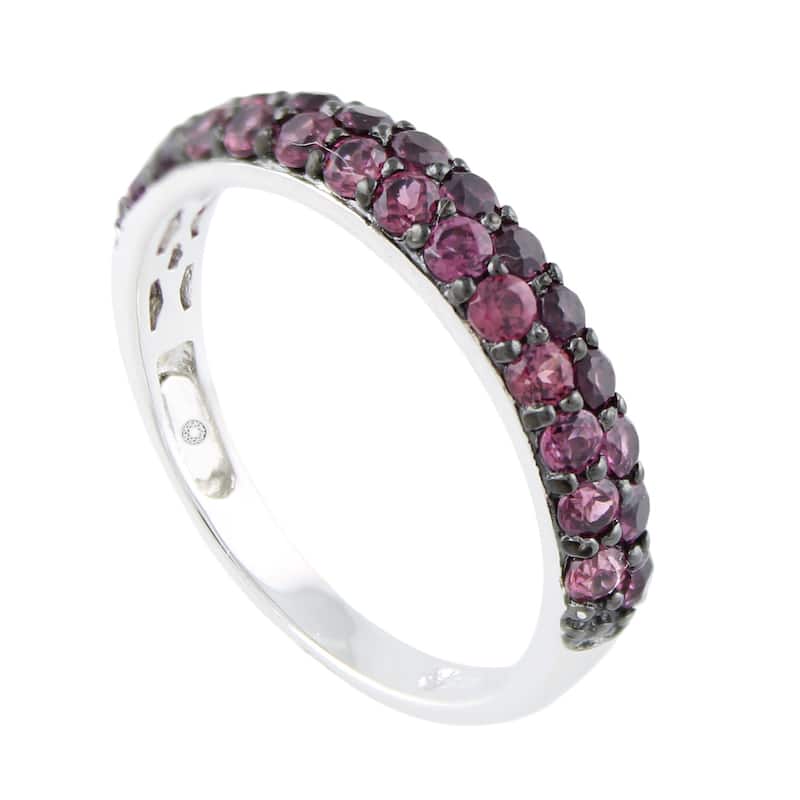Sterling Silver Rhodolite Stack Band Ring Size - 7 - 6