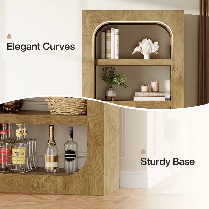 70.9-Inch Tall Bookcase 5-Tier Modern Wood Bookshelf for Living Room