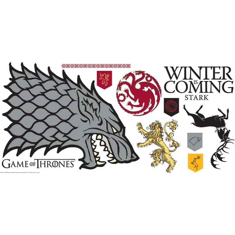 Game Of Thrones Winter Is Coming Stark Giant Peel and Stick Wall Decals by RoomMates