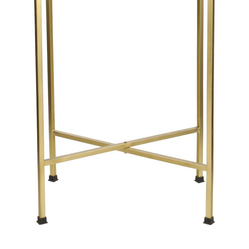 Sterling 26.25" Industrial Metal Foldable End & Side Table w/ Mirrored Tray Top, By JONATHAN Y