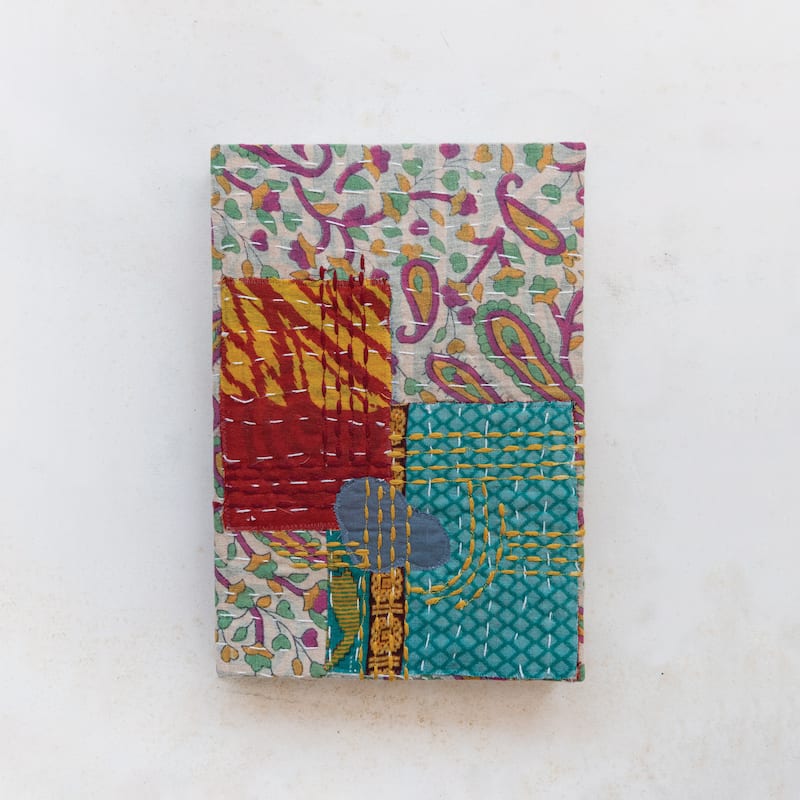Cotton Kantha Bound Paper Journal - 7.0"L x 10.0"W x 1.0"H