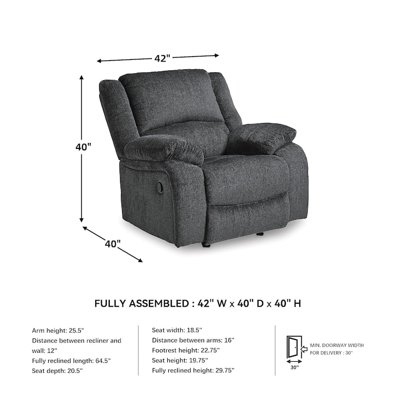 Draycoll Contemporary Rocker Recliner, Slate