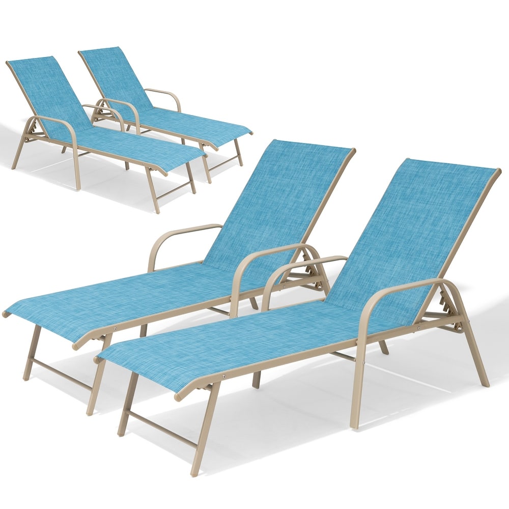 Pellebant Outdoor Patio Aluminum Adjustable Chaise Lounge Chairs
