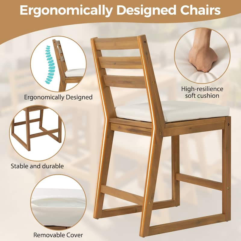 Rustic Patio Bar Set, 5-Piece Outdoor Furniture with Ergonomic Chairs and Solid Wood Tabletop