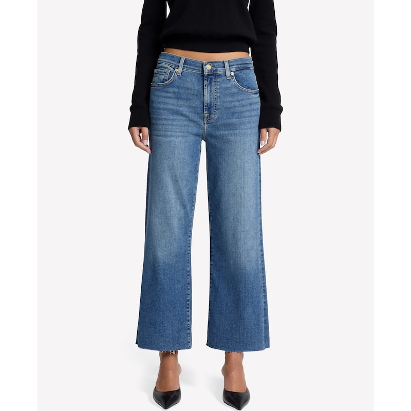 7 For All Mankind Women's Cropped Alexa High-Waisted Straight Leg Jeans - Felicity - 32