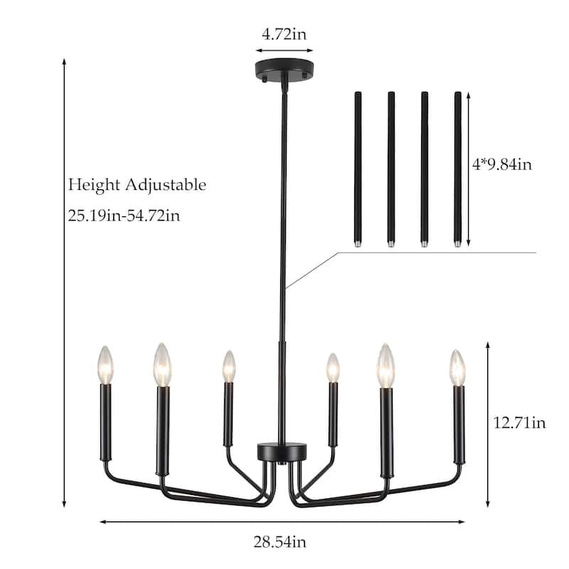 6-Light Rustic Candle Style Chandelier for Dining Room, Farmhouse Chandelier for Dining Room Living Room Bedroom Kitchen